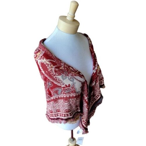 J. Jill Reversable Square Blanket Scarf Marrocan Print Boho Festival NWT - Picture 2 of 6