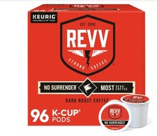 NWT REVV NO SURRENDER Coffee, Keurig K-Cup Pod, Dark Roast, 96Counts