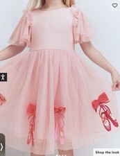 Mini Boden Pink Short Sleeve Logo Tulle Ballet Dress Girls 6-7 Yrs 80