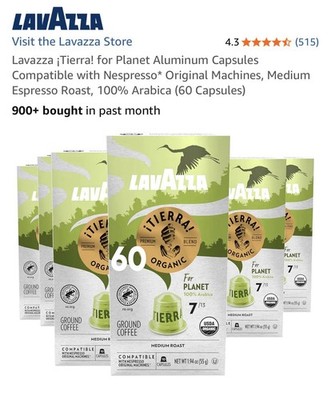 Lavazza Tierra For Planet Espresso Capsules 60 Count Organic Arabica Blend 04-26