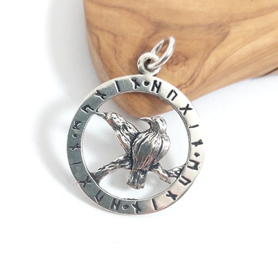 Hugin und Munin Raben Odins - Anhänger aus Sterlingsilber