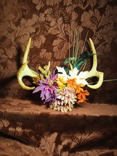 Floral Designed Antlers Decor Wall Hanging By Jonna Heifner
