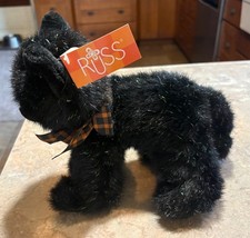 Russ Berrie Burnside Black Cat - Plush Kitten Sparkle Fur Halloween with tags