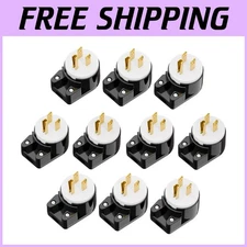 Certified 15A 125V Right Angle AC Plug, 10-Pack