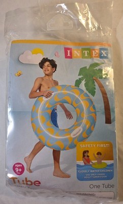 Intex Wavy Dream Tube Swimming Floaty Tube 36 inch With Handles Blue and Yellow