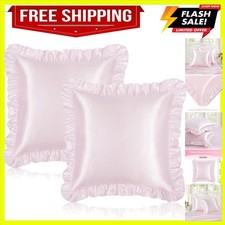 Blush Pink Ruffle Euro Sham Covers 26x26 Inch, Set of 2 3-Inch Ruffled Edge...