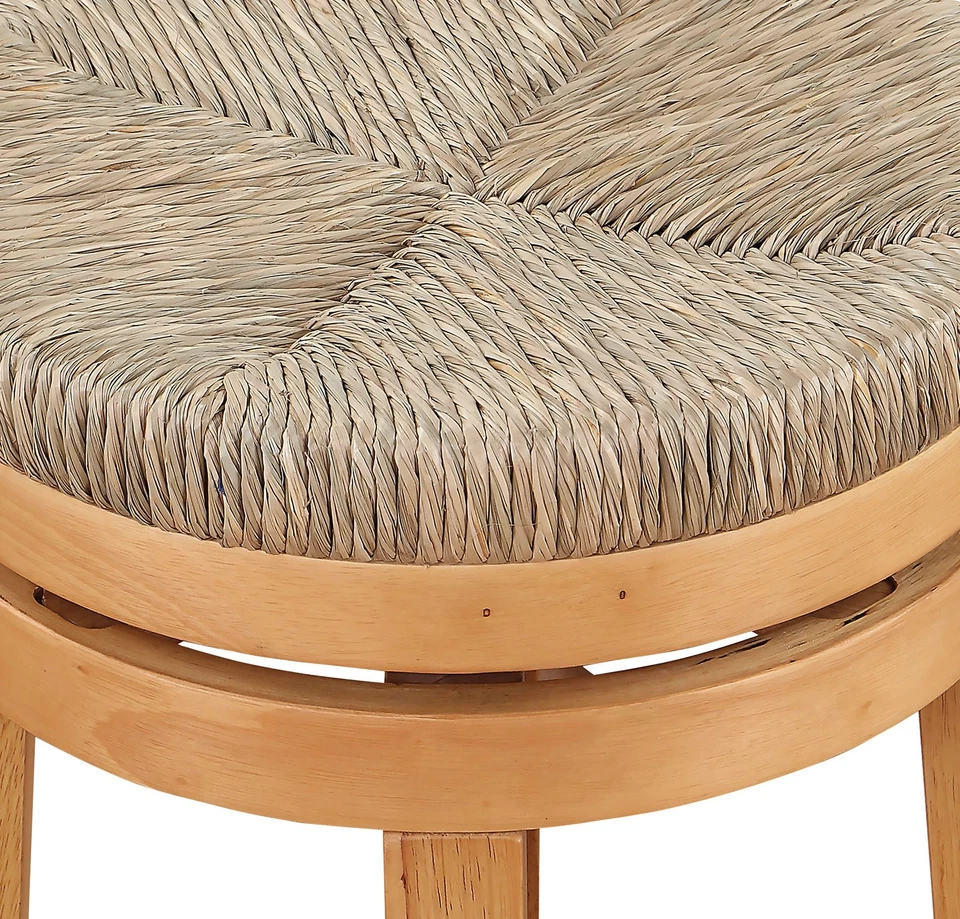 Swivel 26" Counter Stool with Woven Seagrass Seat 2-Pack, Natural Woodgrain F... - Image 3 of 4