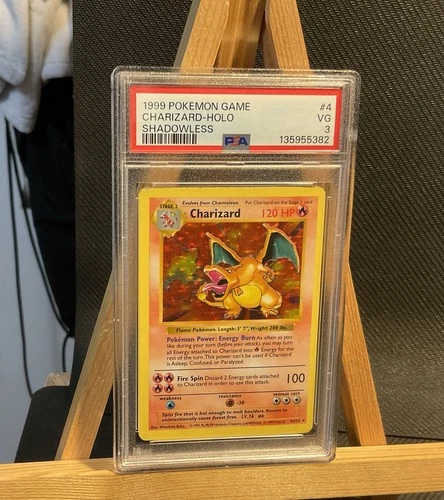 Pokemon WOTC Charizard Base Set Shadowless Holo Rare #4 PSA 3 New Cert