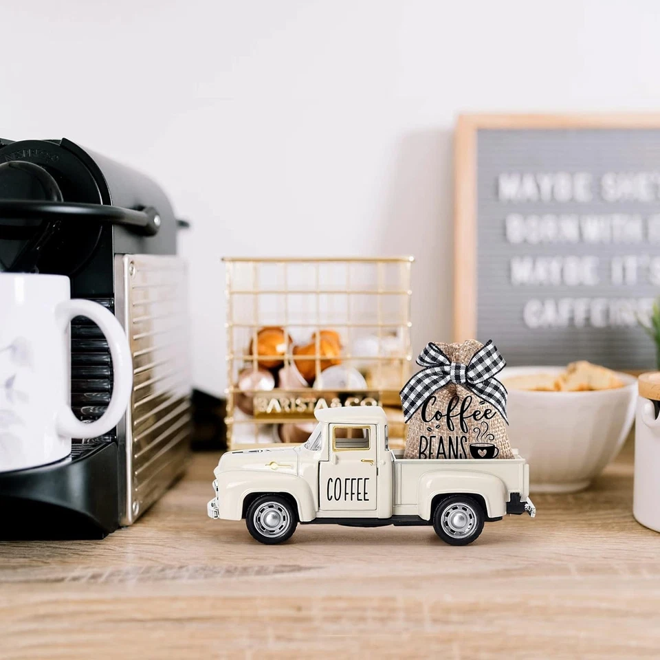 Elegante Mini Camión de Café Decoración con Saco de Arpillera Extraíble - Acento Hogar Foto 4 de 4