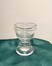 1937 E-Z Clear Glass Eye Wash Cup, Embossed Eyes, Pat 1/19/37, Mold 12, Made USA