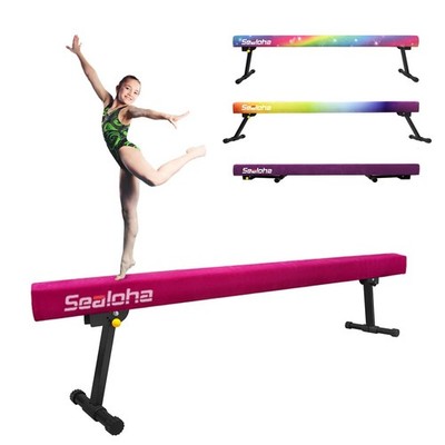Balance Beam 8ft Adjustable Foldable High Low Suede Gymnastics Grey Sealoha