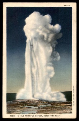 Postcard Old Faithful Geyser, Yellowstone National Park, WY