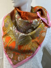 MINT HERMES MAITRES DE LA FORET 90 Silk Scarf Pink Orange Annie Faivre- y5103
