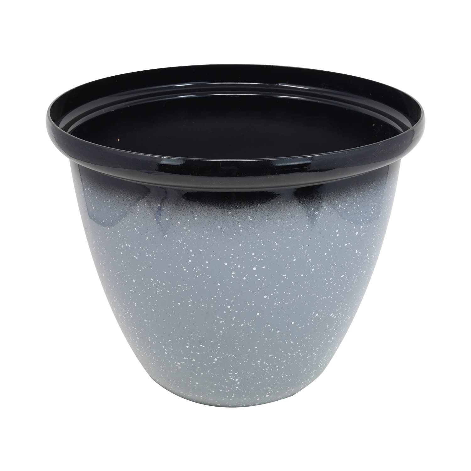 Flower Pot Honey Planter Grey Speckled Gloss Round Plastic Plant Garden 30cm