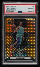 2021-22 Panini Mosaic Gold Mosaic Prizm /10 LaMelo Ball #25 PSA 10 GEM MT 1b7p