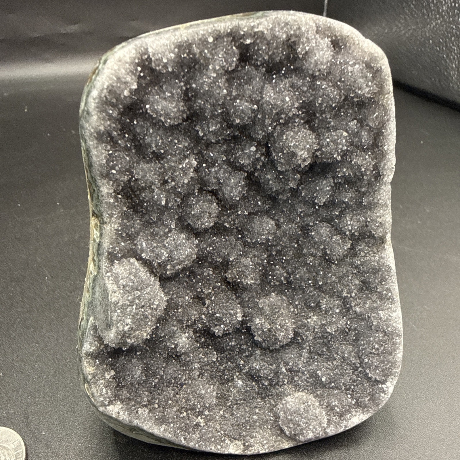 1.3 lb Natural Uruguayan Druzy Black Amethyst Cut Base Specimen Quartz,Minerals