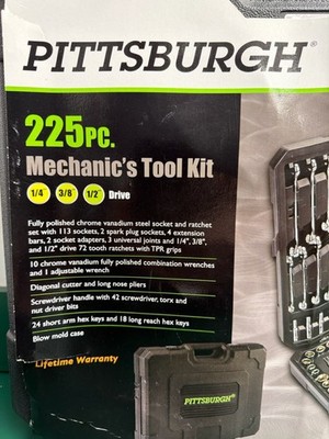 Pittsburgh 225 Piece Mechanics Tool Set - 62664 SAE & METRIC 1/4 3