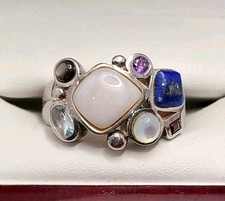 925 Sterling Silver Assorted Stones Ring Size 8.25