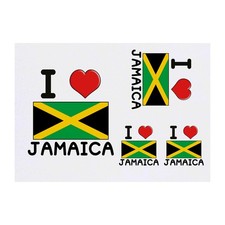 4 x 'I Love Jamaica' Temporary Tattoos / Transfers TO00046925 