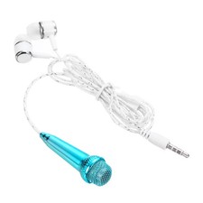 Mini Microphone Tiny Microphone with Earphone for Singing Notebook Light Blue