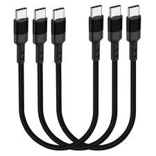USB C to C Cable 1FT, 3-Pack 12 inch 20V 3A Type C 1ft, Black