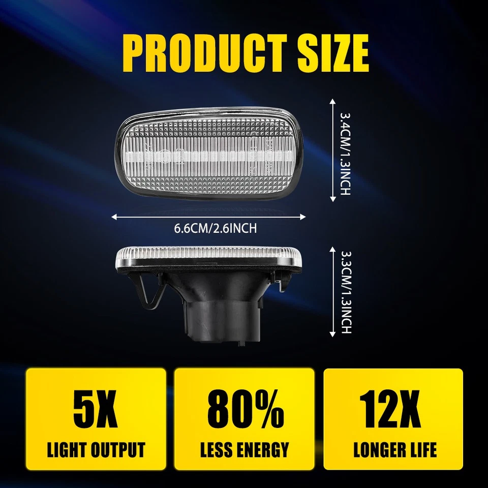 Lente transparente ámbar LED señal marcador lateral luces lámparas para 2004 2005 06 Scion xB H Foto 3 de 4