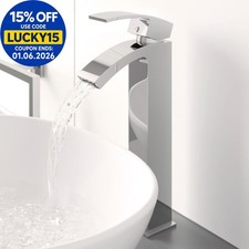 Countertop Basin Mixer Tap Modern Mono High Rise Tall Taps Curved Spout Chrome