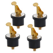 4 Pcs Brass Boat Drain Plug, 1/2 Inch Brass Snap Lock Rubber Drain Plug for B...