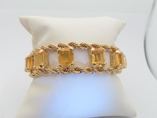 Citrine Bracelets Natural 14k Gold Jewelry Womens Gift November Size 7.5 B020