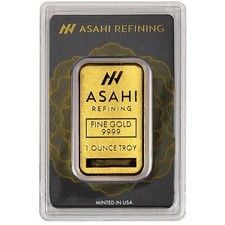 1 Troy oz Asahi Gold Bar .9999 Fine Sealed in Assay 4597.15 per troy oz