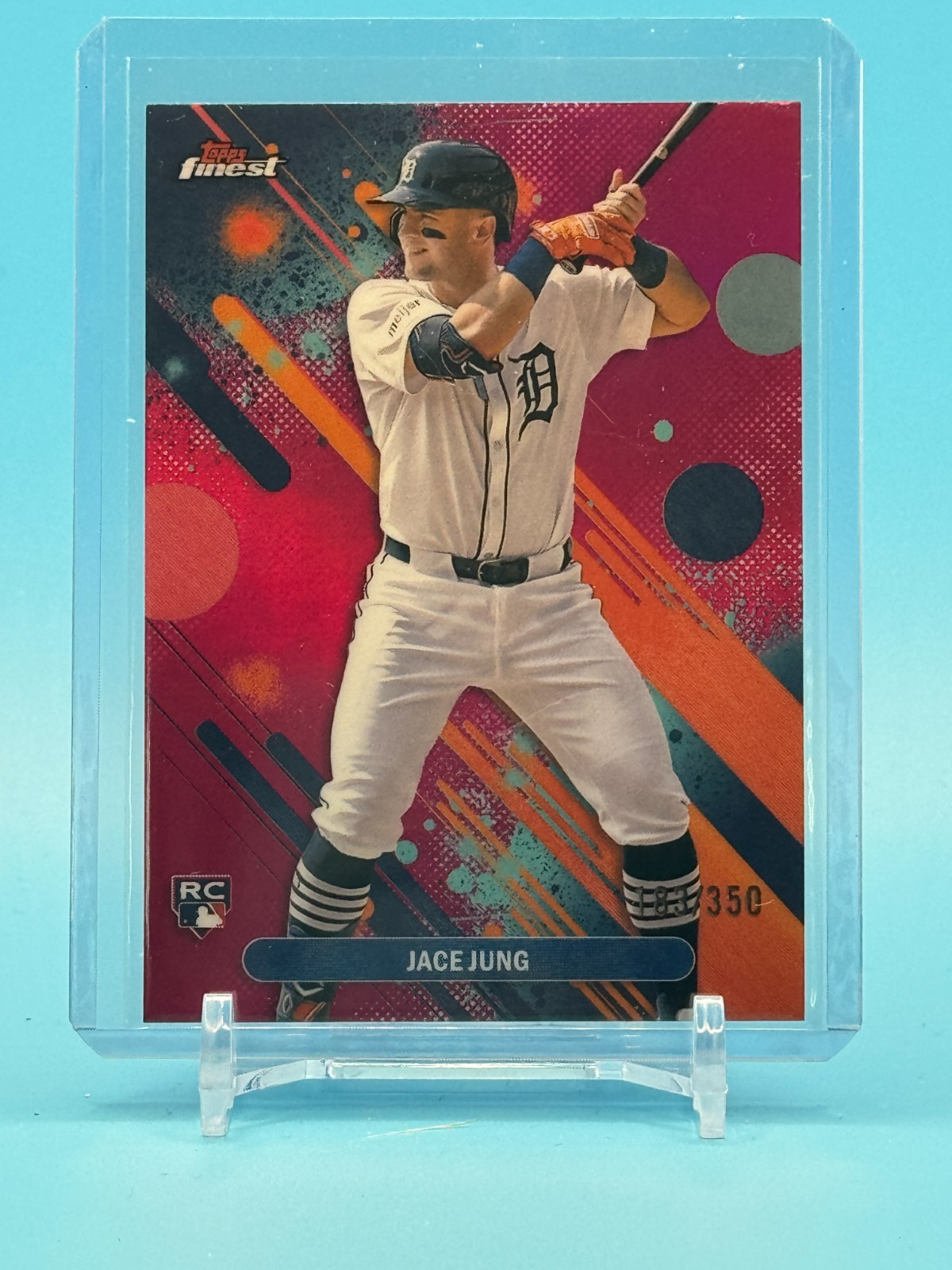 2025 TOPPS FINEST JACE JUNG #29 COMMON MAGENTA REFRACTOER RC /350, TIGERS