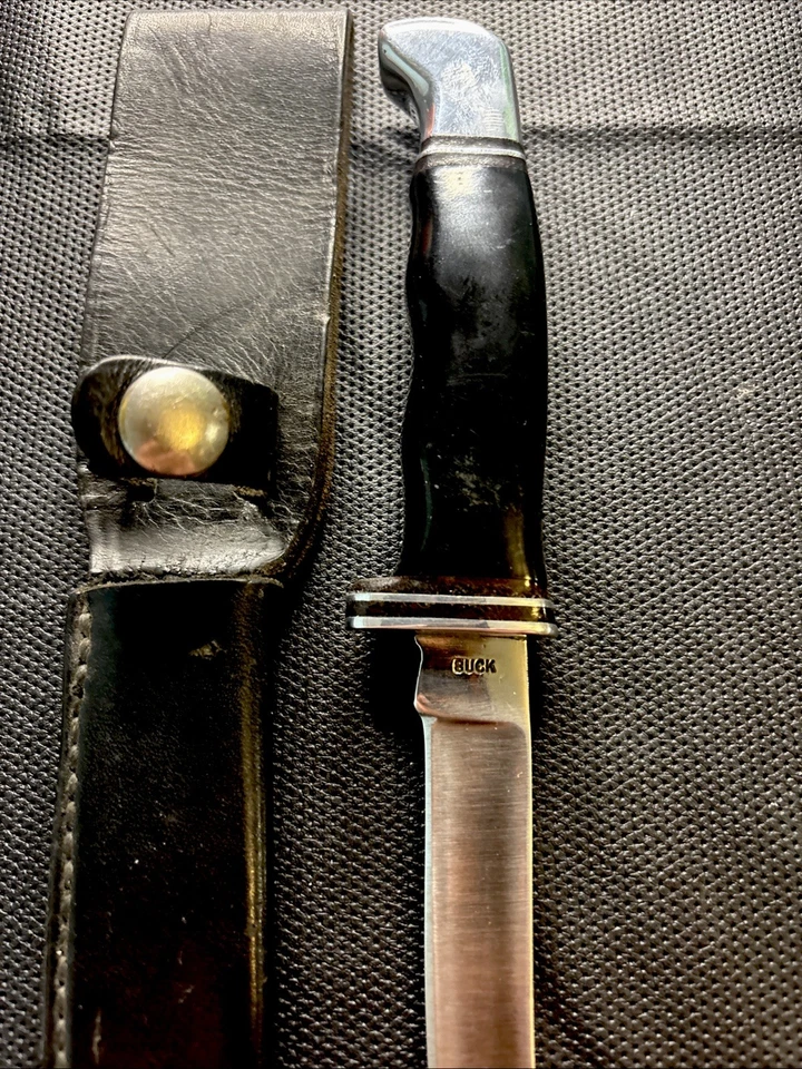 Early 1960’s 1 Line Buck 118 Knife & Orig Strapped Sheath Leather Spacers - Image 2 of 4