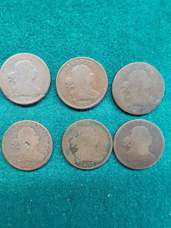 US Draped Bust Half Cents Lot Of 6 - 1800-08, Details But Fun 