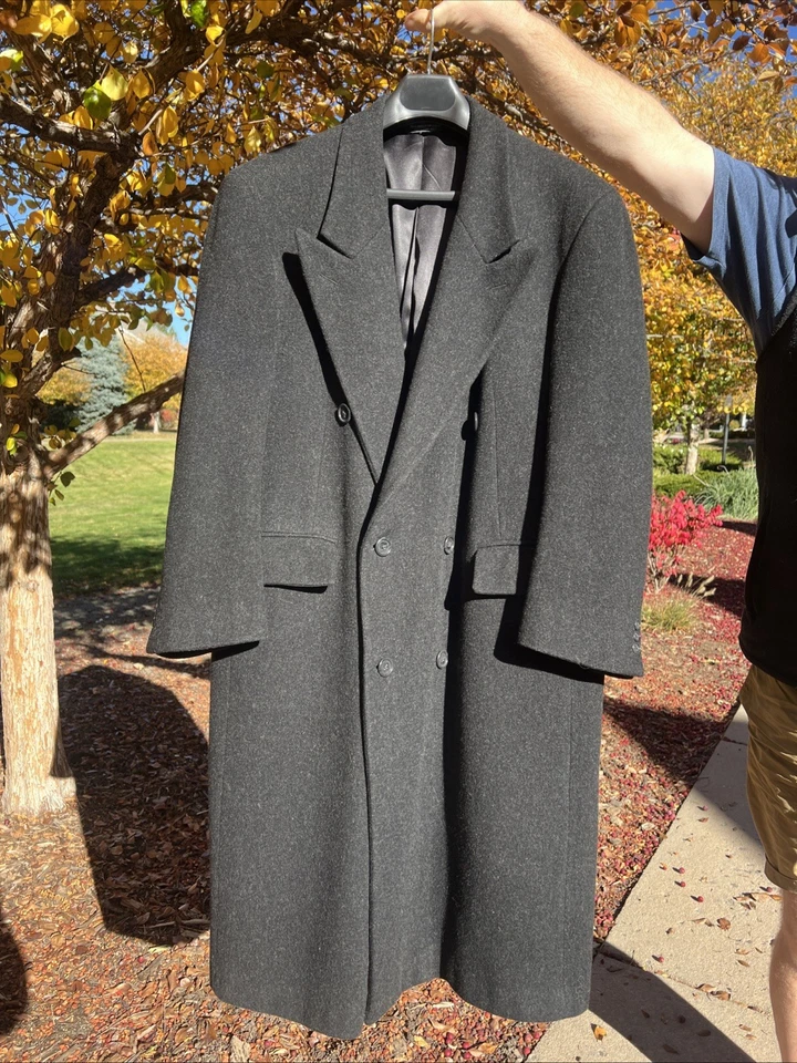 IMPRESIONANTE Abrigo Largo Pecho Christian Dior Monsieur Sport Dbl Lana Negra ¡VER FOTOS! Foto 2 de 4