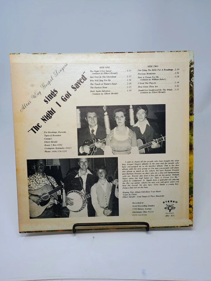 Altar Way Gospel Singers - The Night I Got Saved LP 1978 Jewel Records KY Gospel - Imagem 2 de 4