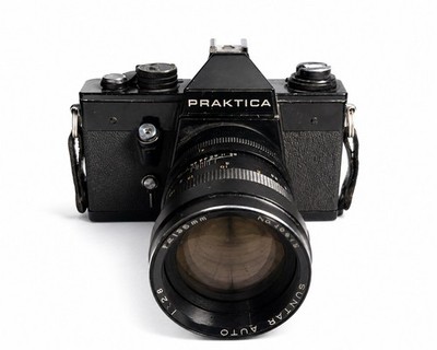 Praktica SLR Film Camera Body + Suntar Auto 135mm f/2.8 Lens Untested Vintage