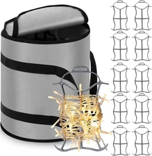 Christmas String Lights Storage Organizer Set with Bag - 10 Pcs (Gray)