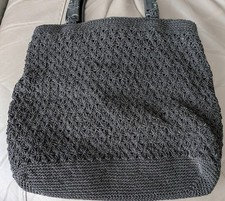 Vtg Liz Claiborne Black Crochet Purse W/ Acrylic Handle 