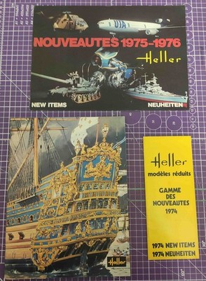 Modellbau 3 HELLER Kit Catalogues 1974-1975-1976 - seltene Vintage Kataloge