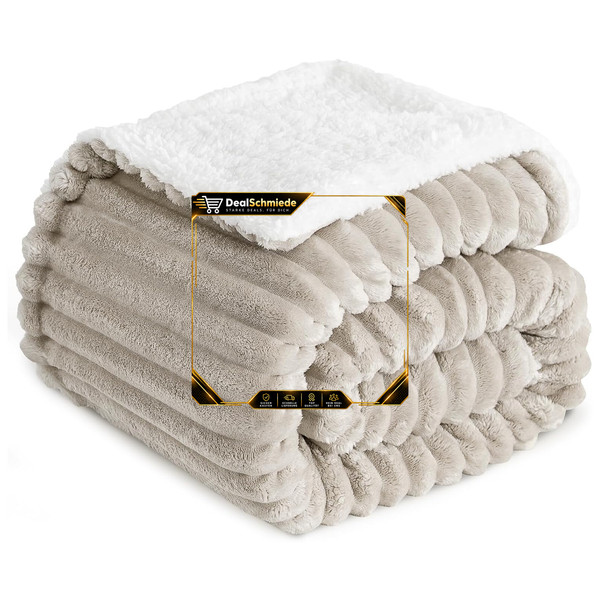 Sherpa Decke Kuscheldecke Flauschig 150X200 Cm Beige Warm Geschenk-image
