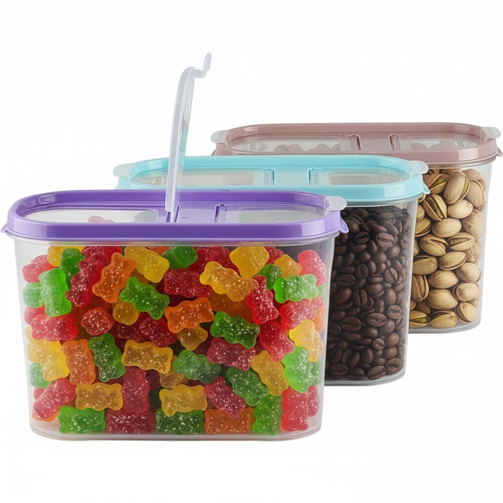 Schüttdosen 3er Set Vorratsdosen Müsli Frischhaltedosen Müslibox bunt 1,4 Liter