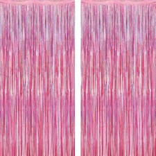 2 Pack Glitter Pink Backdrop, 3.28 FT x 7.05 FT Birthday Party Decorations, Lase