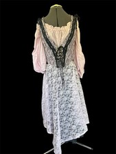 Pink  Black Renaissance Adjustable 4-Piece Corset Dress Set