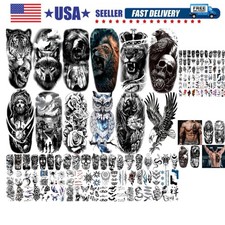 82 Sheets Temporary Tattoos Stickers, Fake Body Arm Chest Shoulder Tattoos fo...