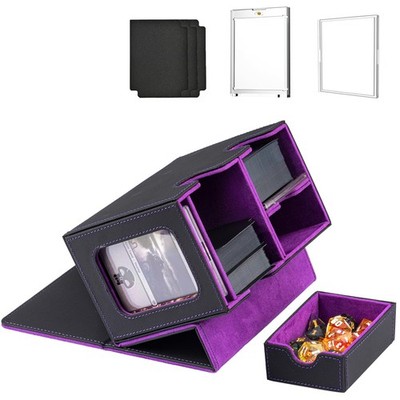 WELLMILLER MTG Deck Box for Commander with Dice Tray,Designed Medium, Purple 