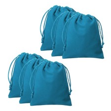 20pcs Velvet Gift Bags 3.9" x 4.7" Drawstring Jewelry Pouches, Lake Blue