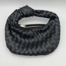 Bottega Veneta inspired black woven knot clut...