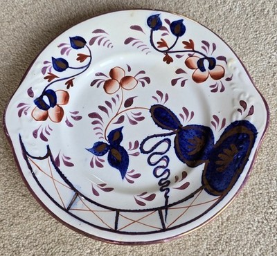 Antike Gaudy Welsh Allerton's Kuchenplatte 9,5'' Staffordshire - Austernmuster