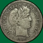 1906-S Barber Dime Very Fine VF Coin #36808