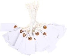 150 Pack White Blank Tags with String Marking Hang Tag Attached Reinforced Hole 